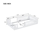Natural & White Twin Platform Bed with Side Guardrail, Pine Wood, 1-Person
