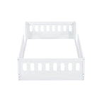 Natural & White Twin Platform Bed with Side Guardrail, Pine Wood, 1-Person