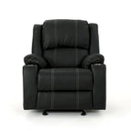 Sillón reclinable manual negro con portavasos, piel sintética, 1 asiento