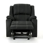 Sillón reclinable manual negro con portavasos, piel sintética, 1 asiento