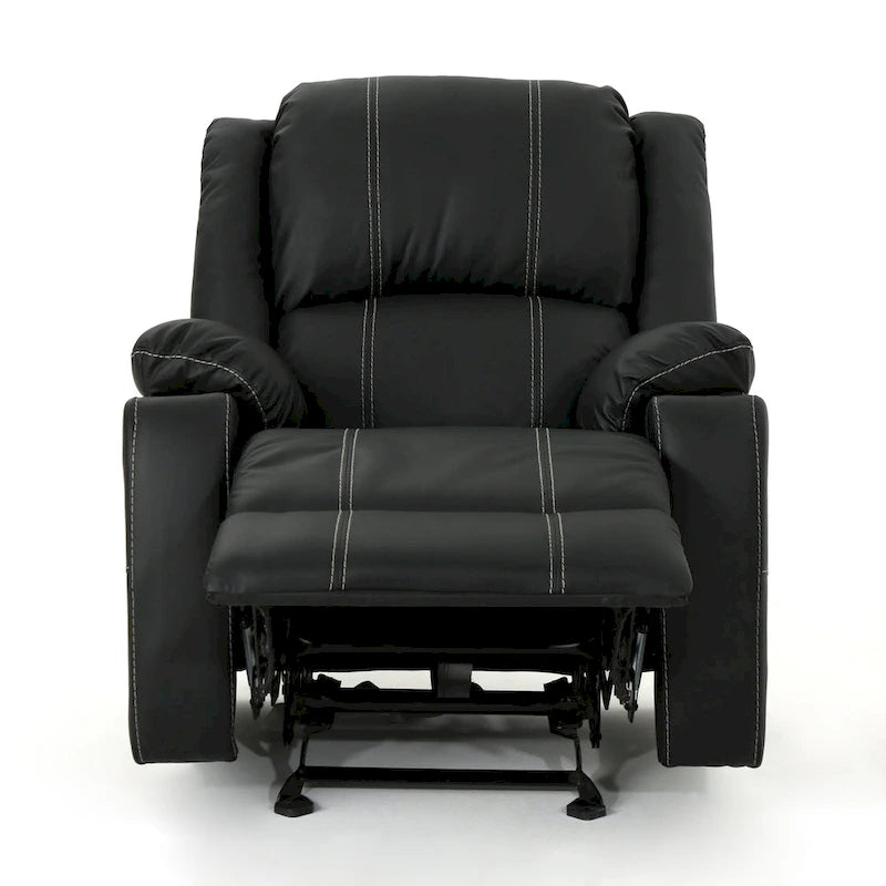 Sillón reclinable manual negro con portavasos, piel sintética, 1 asiento