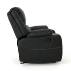 Sillón reclinable manual negro con portavasos, piel sintética, 1 asiento