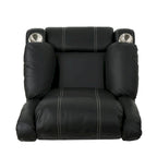Sillón reclinable manual negro con portavasos, piel sintética, 1 asiento