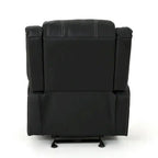 Sillón reclinable manual negro con portavasos, piel sintética, 1 asiento