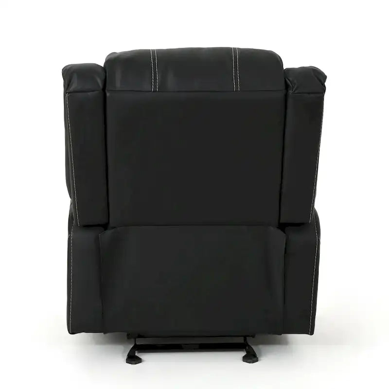 Sillón reclinable manual negro con portavasos, piel sintética, 1 asiento