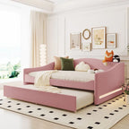 Sofá cama Teddy Fleece con nido y luces LED – Rosa/Gris/Beige, para 2 personas
