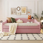 Sofá cama Teddy Fleece con nido y luces LED – Rosa/Gris/Beige, para 2 personas