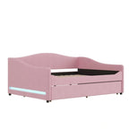 Sofá cama Teddy Fleece con nido y luces LED – Rosa/Gris/Beige, para 2 personas