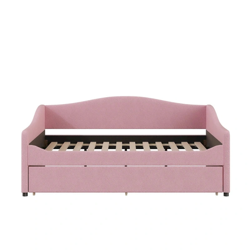 Sofá cama Teddy Fleece con nido y luces LED – Rosa/Gris/Beige, para 2 personas