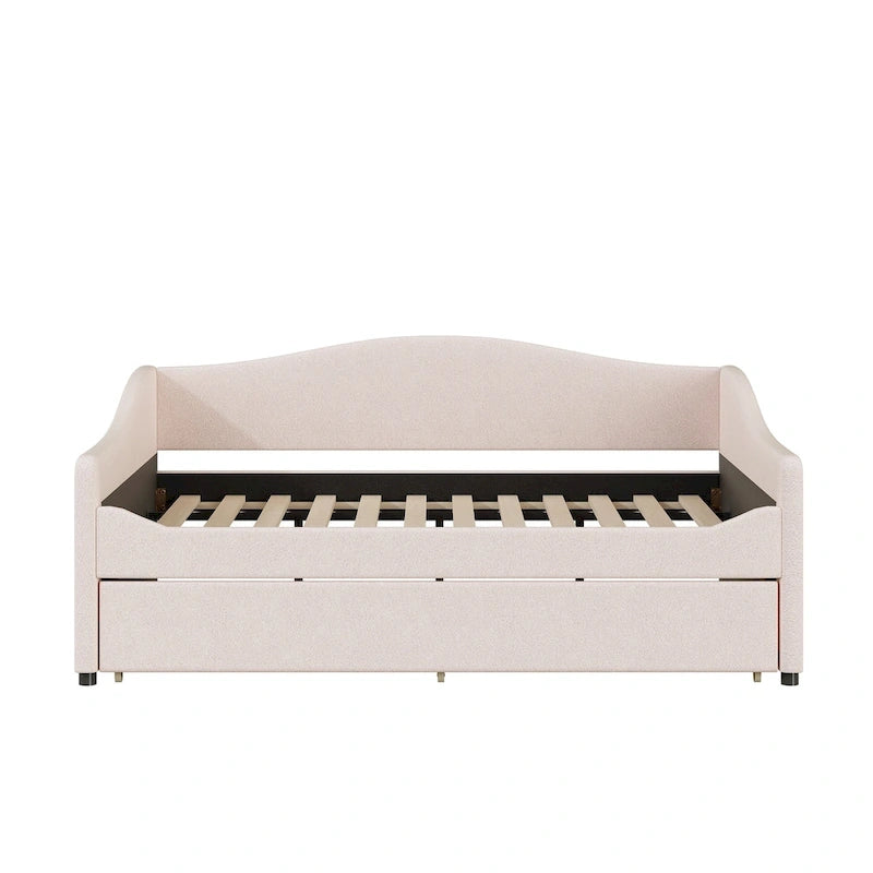Sofá cama Teddy Fleece con nido y luces LED – Rosa/Gris/Beige, para 2 personas