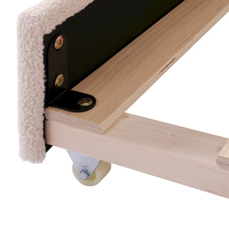 Sofá cama Teddy Fleece con nido y luces LED – Rosa/Gris/Beige, para 2 personas