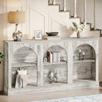 White / Brown / Black Farmhouse Console Table with 3-Tier Storage, Fits 1 Person Assembly