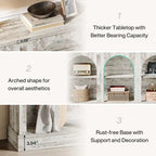 White / Brown / Black Farmhouse Console Table with 3-Tier Storage, Fits 1 Person Assembly
