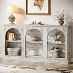 White / Brown / Black Farmhouse Console Table with 3-Tier Storage, Fits 1 Person Assembly