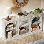 White / Brown / Black Farmhouse Console Table with 3-Tier Storage, Fits 1 Person Assembly