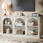 White / Brown / Black Farmhouse Console Table with 3-Tier Storage, Fits 1 Person Assembly