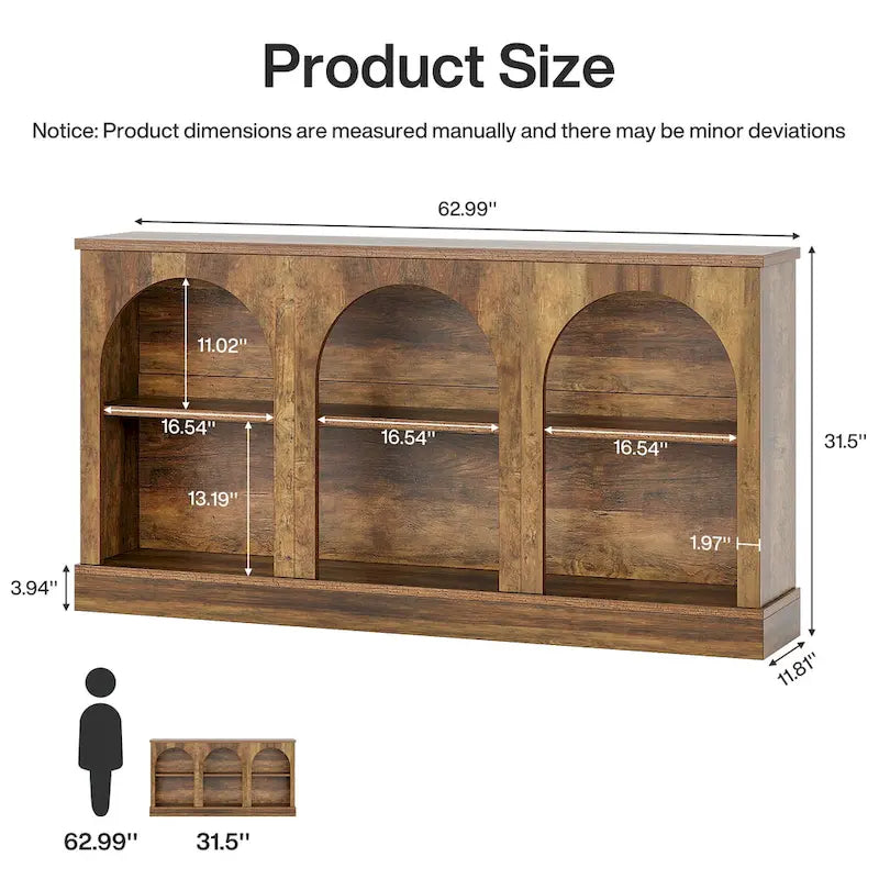 White / Brown / Black Farmhouse Console Table with 3-Tier Storage, Fits 1 Person Assembly