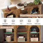 White / Brown / Black Farmhouse Console Table with 3-Tier Storage, Fits 1 Person Assembly