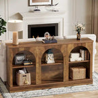 White / Brown / Black Farmhouse Console Table with 3-Tier Storage, Fits 1 Person Assembly