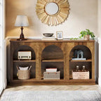 White / Brown / Black Farmhouse Console Table with 3-Tier Storage, Fits 1 Person Assembly