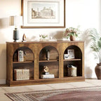 White / Brown / Black Farmhouse Console Table with 3-Tier Storage, Fits 1 Person Assembly
