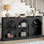 White / Brown / Black Farmhouse Console Table with 3-Tier Storage, Fits 1 Person Assembly