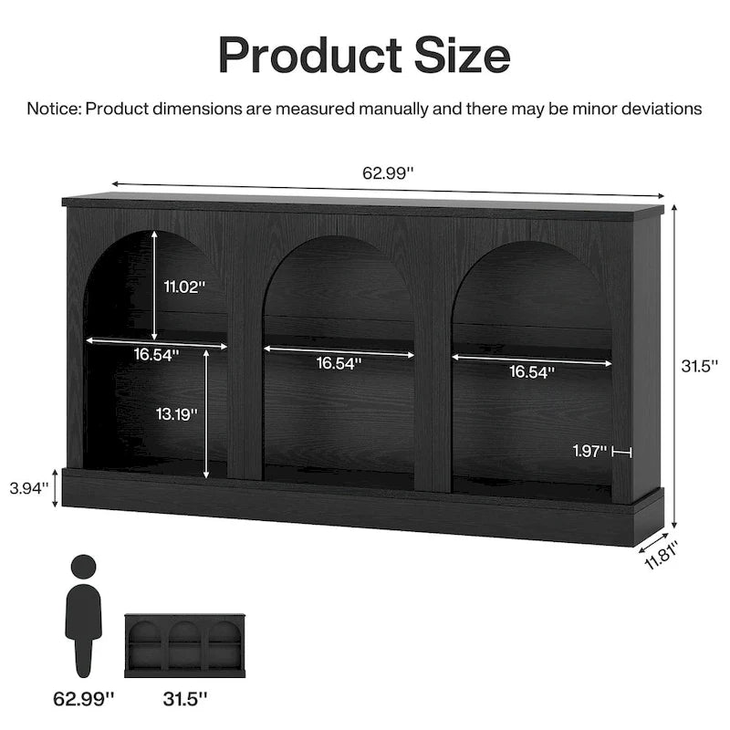 White / Brown / Black Farmhouse Console Table with 3-Tier Storage, Fits 1 Person Assembly