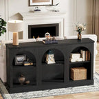 White / Brown / Black Farmhouse Console Table with 3-Tier Storage, Fits 1 Person Assembly