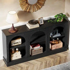White / Brown / Black Farmhouse Console Table with 3-Tier Storage, Fits 1 Person Assembly