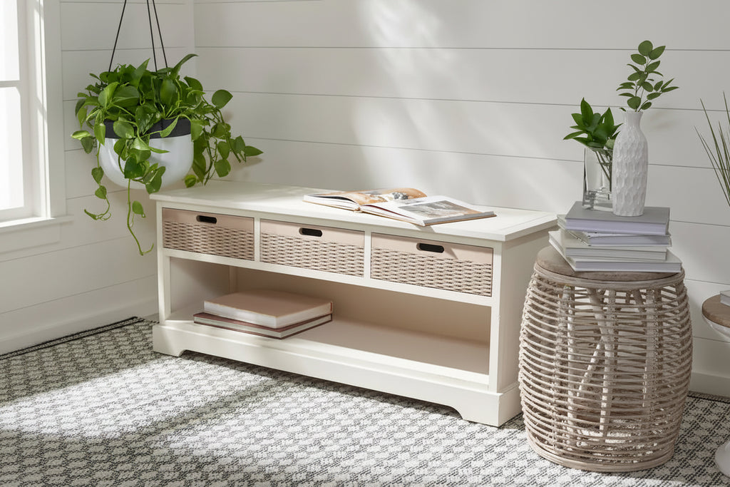 SAFAVIEH Salime 3-Drawer Bottom Shelf Storage Bench - 47.3 W x 15 L x 19 H - 47Wx15Dx19H