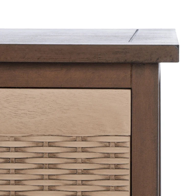 Sand/Black/Brown/Distressed White 3-Drawer Storage Bench, Seats 1-2, 47.3"W x 15"D x 19"H