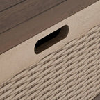 Sand/Black/Brown/Distressed White 3-Drawer Storage Bench, Seats 1-2, 47.3"W x 15"D x 19"H