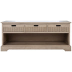 Sand/Black/Brown/Distressed White 3-Drawer Storage Bench, Seats 1-2, 47.3"W x 15"D x 19"H