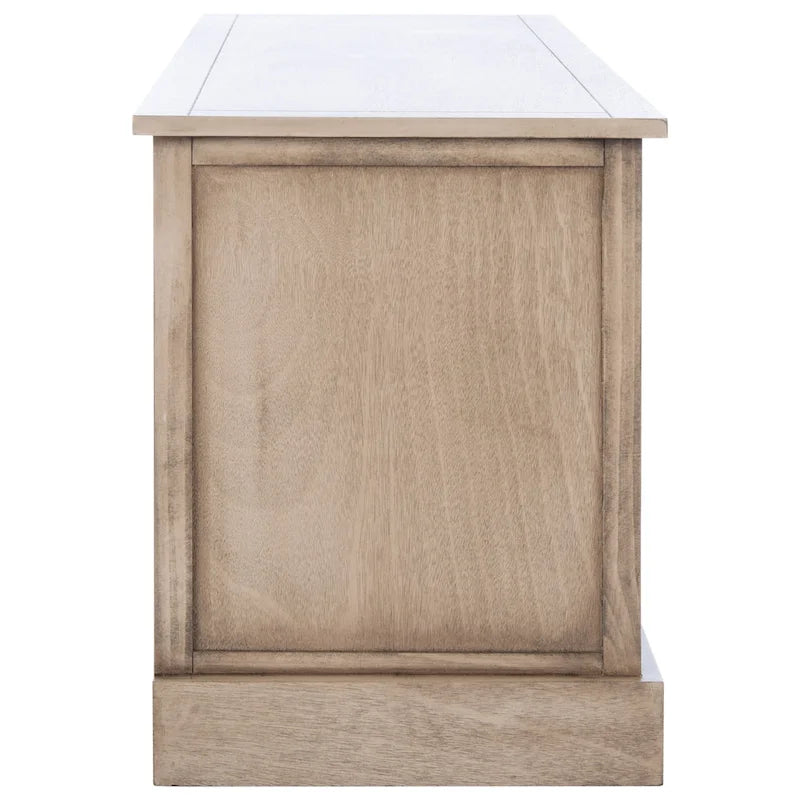 Sand/Black/Brown/Distressed White 3-Drawer Storage Bench, Seats 1-2, 47.3"W x 15"D x 19"H