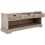 Sand/Black/Brown/Distressed White 3-Drawer Storage Bench, Seats 1-2, 47.3"W x 15"D x 19"H