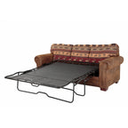 Sofá Cama Lodge-Print Marrón, se Convierte en Cama Queen, para 3 Personas