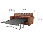 Sofá Cama Lodge-Print Marrón, se Convierte en Cama Queen, para 3 Personas