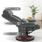 Sillón reclinable giratorio 360° de piel sintética gris / azul / gris oscuro con otomana, individual