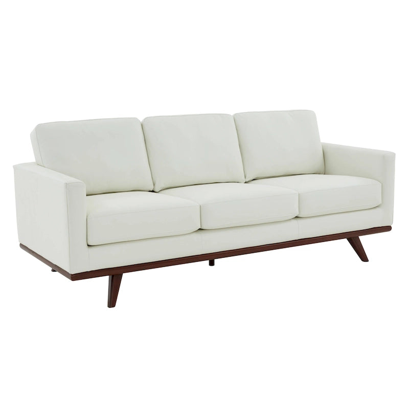 Cognac Tan/Multi-Color Faux Leather Mid-Century Sofa, 3-Seater