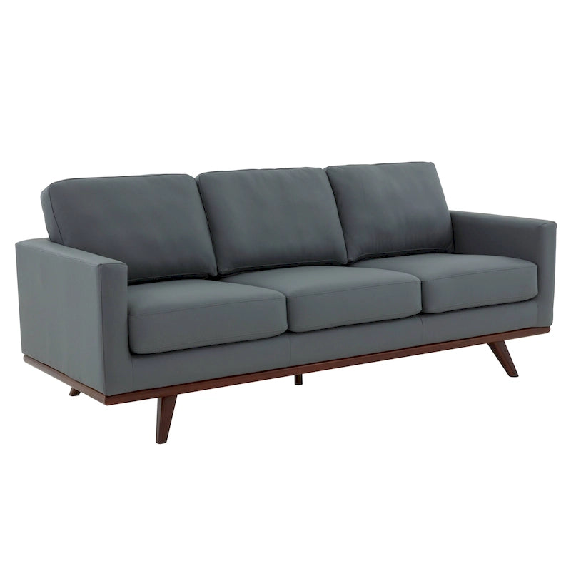 Cognac Tan/Multi-Color Faux Leather Mid-Century Sofa, 3-Seater