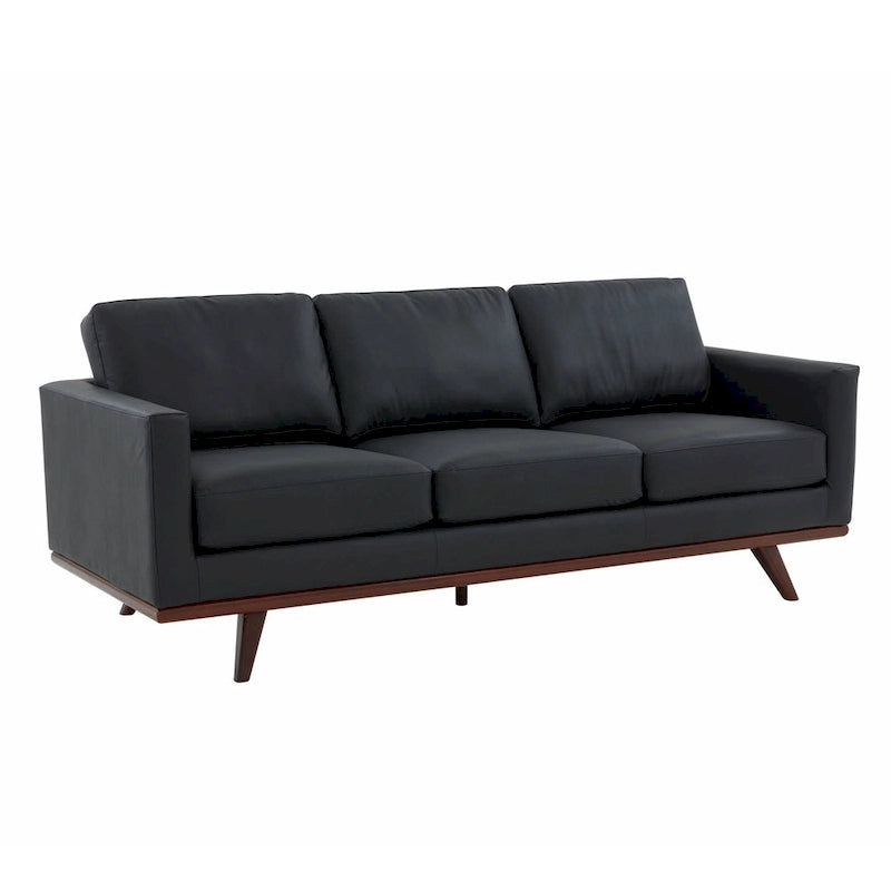 Cognac Tan/Multi-Color Faux Leather Mid-Century Sofa, 3-Seater