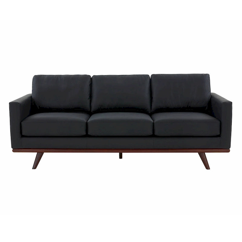 Cognac Tan/Multi-Color Faux Leather Mid-Century Sofa, 3-Seater