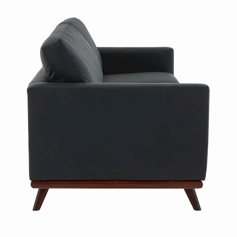 Cognac Tan/Multi-Color Faux Leather Mid-Century Sofa, 3-Seater
