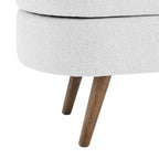 Oval Pleated Storage Ottoman, Beige/White/Grey, Single Seat