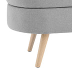 Oval Pleated Storage Ottoman, Beige/White/Grey, Single Seat