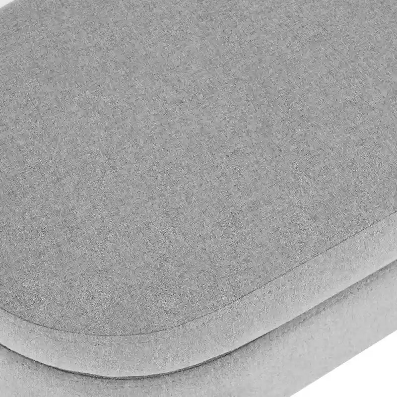 Oval Pleated Storage Ottoman, Beige/White/Grey, Single Seat