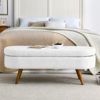 Oval Pleated Storage Ottoman, Beige/White/Grey, Single Seat
