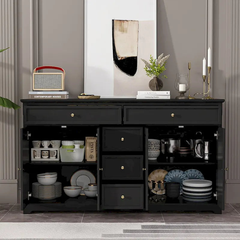 Cómoda de 5 cajones con gabinete lateral blanca/gris/negra, 1 persona