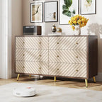 6-Drawer Dresser with Metal Legs, Brown / White, 1-Person Assembly