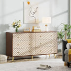 6-Drawer Dresser with Metal Legs, Brown / White, 1-Person Assembly